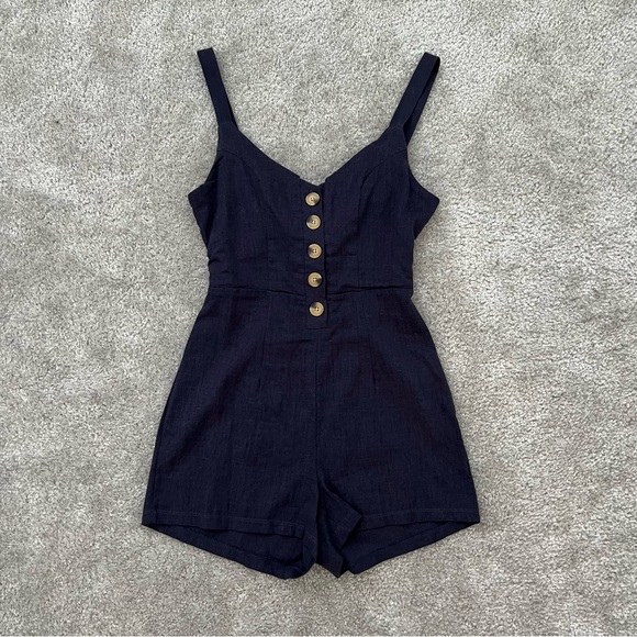 Pacsun Navy Blue Linen Romper - Picture 5 of 8